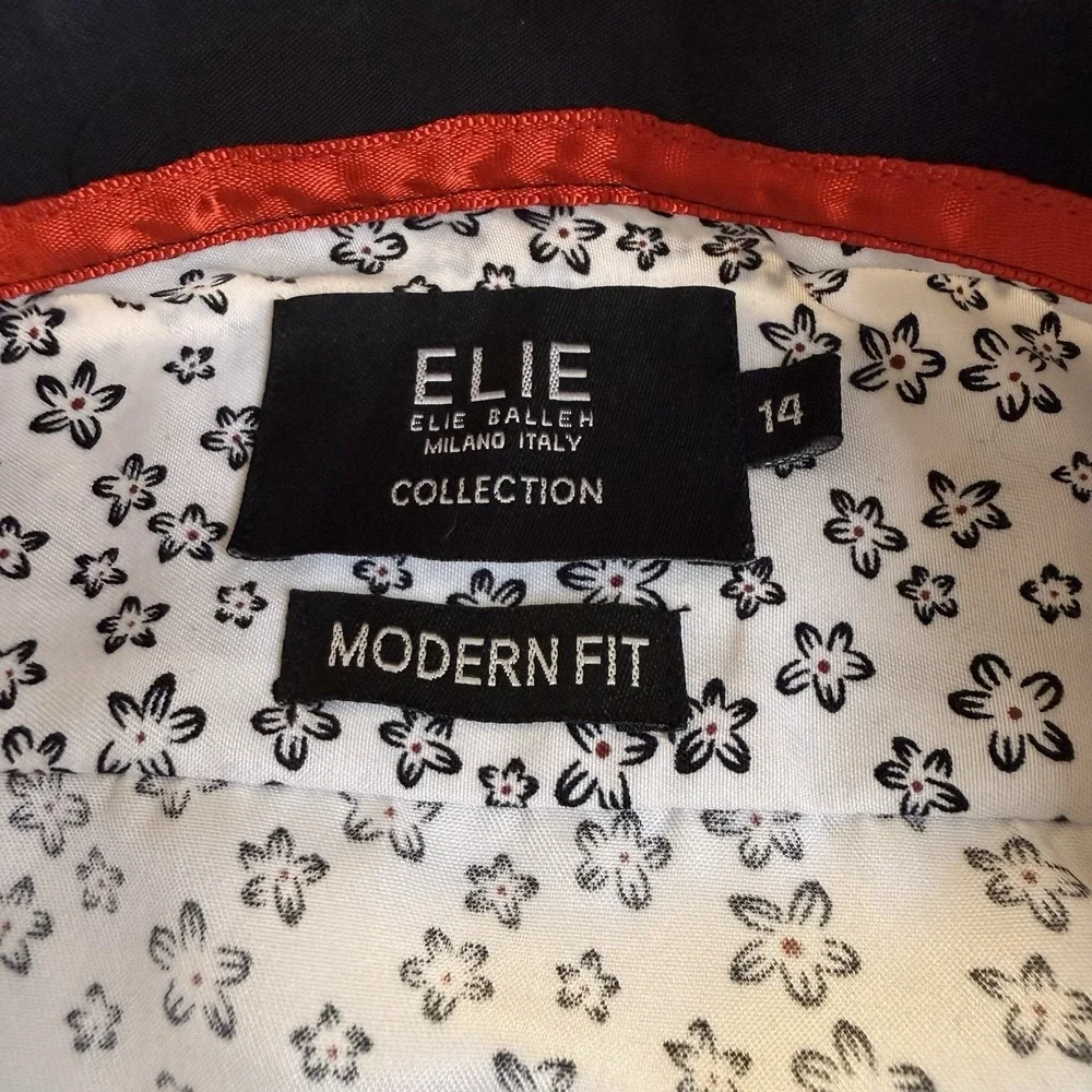Elie Balleh Button Up Shirt Rockabilly Flip Cuff Youth 14 Made In Italy